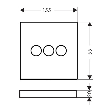 HG ShowerSelect Встраиваемый запорный вентиль с кнопками, на 3 источника (внешняя часть), цвет: хром 
