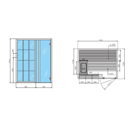 Effegibi Yoku S Shelf Сауна 174x132h214см, SX, цвет: черный орех 