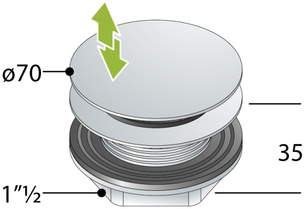 Донный клапан без перелива для ванны click-clack 1”1/2 OMP Tea Clicker 8568.060.6.XD, белый матовый 