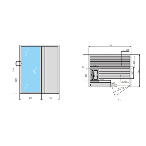 Effegibi Yoku S Door Био-Сауна 174x132h214см, SX, цвет: черный орех 