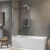 NOVELLINI AURORA Шторка на ванну 750х1500 мм., профиль хром, стекло прозрачное (СПЕЦцена со склада!)