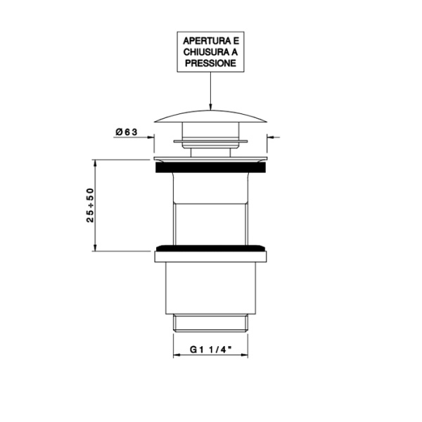 Nicolazzi Scarichi Донный клапан свободного слива 1”1/4,без перелива, цвет  хром 