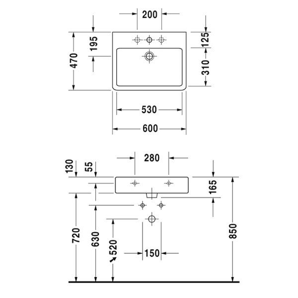 Duravit Vero Раковина 600*465 мм, с 1 отверстием под смеситель, цвет: белый (Спец.цена из наличия) 