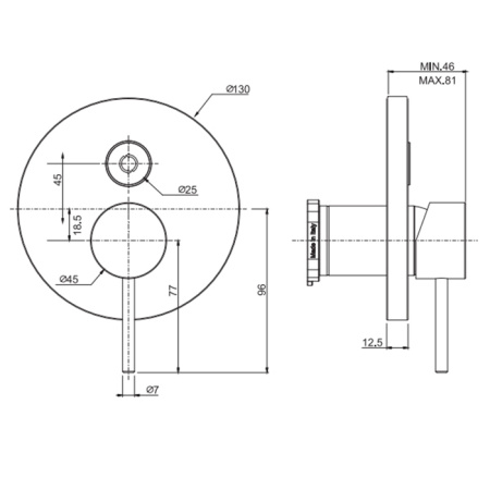 Fima Carlo Frattini Spillo Up Смеситель для душа, встраиваемый, с переключателем на 2 источника, цвет: золото 