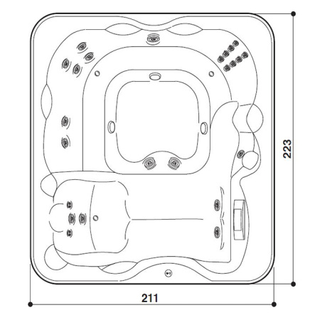 Jacuzzi LODGE L Минибассейн отдельностоящий ,цвет акрила Porcelain белый, внешняя Sillwer wood, c г/м Hydro+Blower, утеплитель Eco Shield, без крышки 