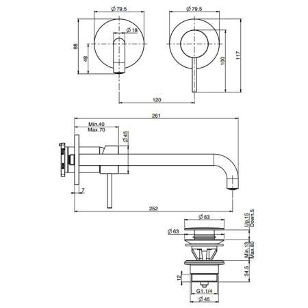 Fima Carlo Frattini Spillo Up Cмеситель для раковины, встраиваемый, излив: см., цвет: чёрный матовый 