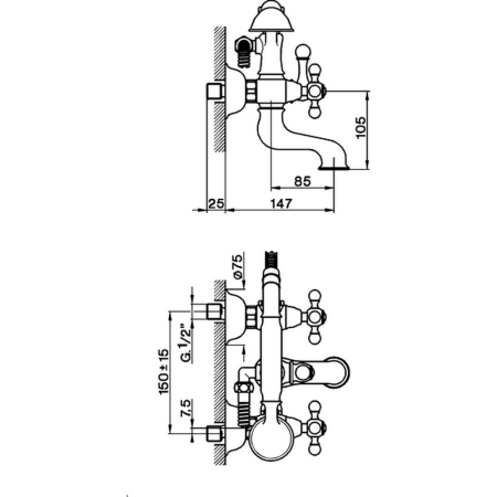 CISAL Arcana Ceramic Смеситель для ванны с душевым комплектом, цвет золото 