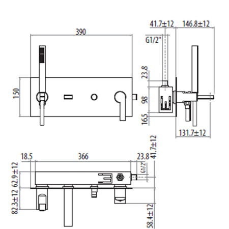 Gattoni Color Смеситель встроенный для ванны с ручной лейкой, цвет хром 