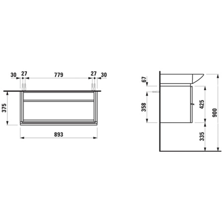 Laufen Palace Раковина подвесная/накладная 900х510х110мм, с 1отв под смес, без полотенцедерж, цвет белый глянец 