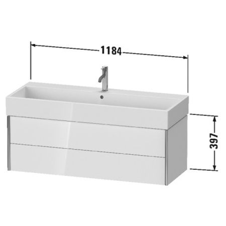 Duravit Vero Air Раковина накладная 120 cm, с переливом, с 1 отв под смеситель,, Цвет белый 