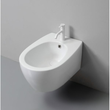 White Ceramic Basic, подвесное биде c крепежом, 50x36x26h см, цвет белый глянцевый 
