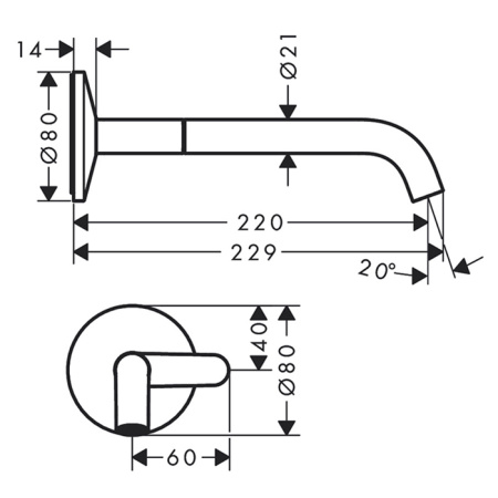AX One Смеситель для раковины Sel, настенный, цвет шлифованная бронза 