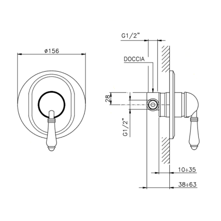 Nicolazzi Unico 4006, встраиваемая часть для душа, скрытый монтаж,  подключение 1/2"(новый арт C4006) 
