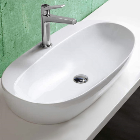 AZZURRA ELEGANCE CIRCLE раковина накладная 70х42см с 1 отв. под смеситель, цвет белый (цена по акции со склада!) 