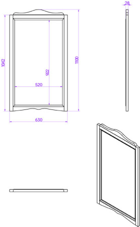 TW Veronica, Зеркало 63*h110см, цвет: bianco 