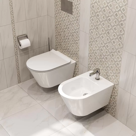 Kerama Marazzi Унитаз Plaza Modern/Плаза Модерн подвесной безободковый, с крепежом, белый глянцевый 