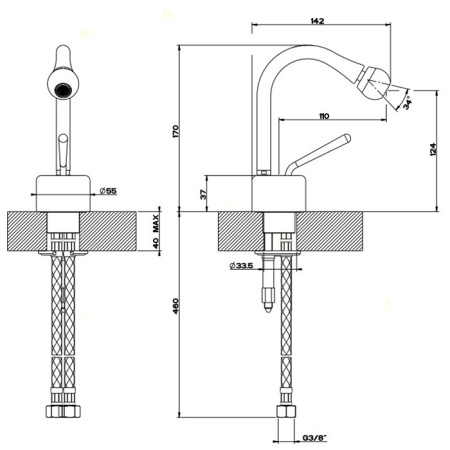 Gessi Goccia Смеситель для биде на 1 отверстие, цвет: хром 