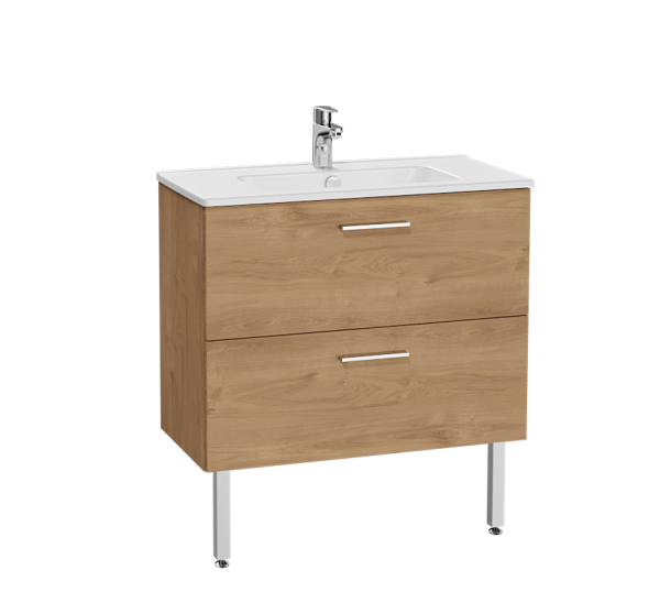 Тумба с 2 ящиками с раковиной, 80 см, цвет золотой дуб 