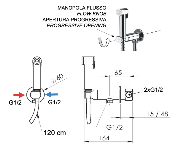 Гигиенический душ со смесителем Remer X Style N64W 