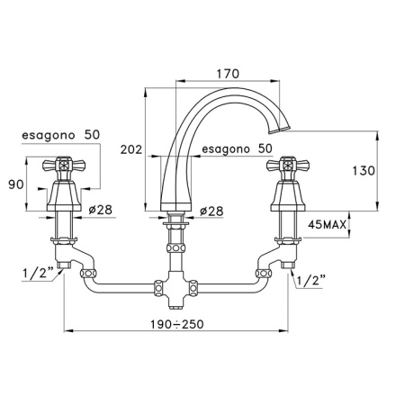 Stella Eccelsa Смеситель для раковины на 3 отверстия 3223, цвет: розовое золото 