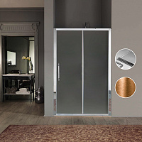 SAMO Impero Дверь в нишу/для боковой стены 116-122хh200cм, профиль и ручка бронза, стекло прозрачное + StarClean