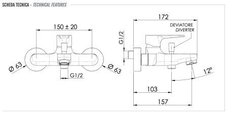Смеситель для ванны Remer Winner W05 