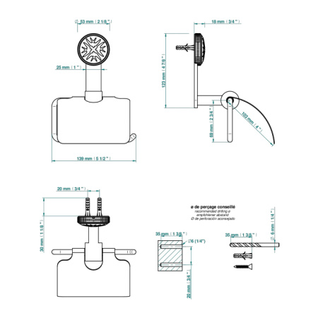 THG HIRONDELLES PLATINUM STAMPED Держатель туалетной бумаги, цвет хром 