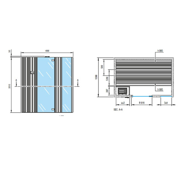 Effegibi Auki Сауна 128x126xh201см, цвет: канадский хемлок 