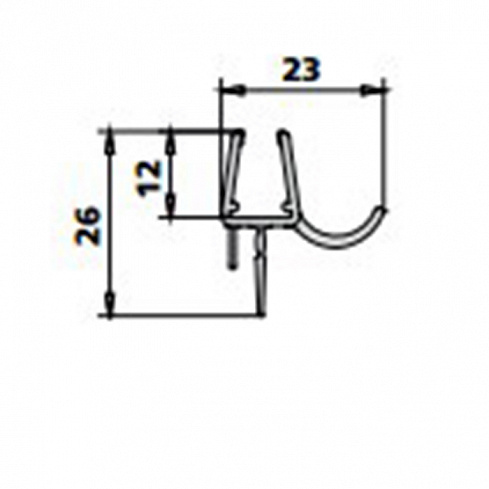 Kermi Горизонтальный полукруглый уплотнитель для ограждения с одной дверью (3260 гнутая)