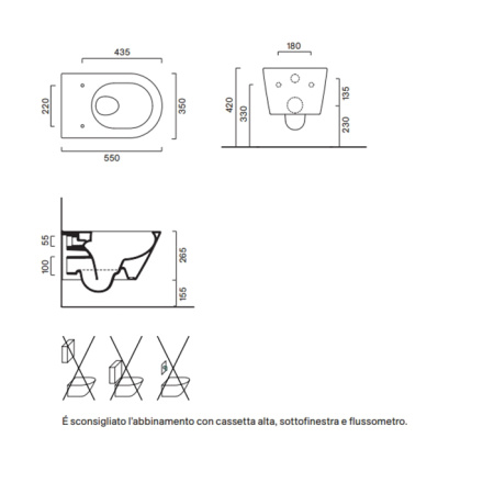 Catalano Zero Унитаз подвесной 55x35, безободковый, смыв Tornado, покрытие Cataglaze+, без крепежа, цвет белый глянцевый 