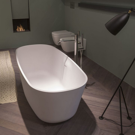 ANTONIO LUPI BAIA SMALL Ванна отдельностоящая 1700х700х530 мм., с нажимным донным клапаном, сифоном и гибким шлангом, Cristalplant, цвет белый 