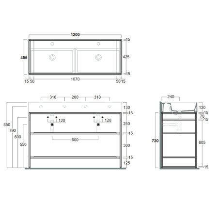 SIMAS AGILE Структура металлическая 121x46xh72 см, напольная, для раковины AG121, с 2 полками, цвет черный матовый 