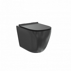Унитаз подвесной безободковый Creto Logan с крышкой-сиденьем микролифт, матовый черный
