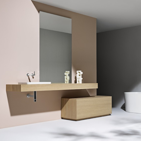 LAUFEN BOUTIQUE Тумба под раковину 900x500x430 мм., 1 ящик, с отверстием для раковины по центру, цвет светлый дуб 