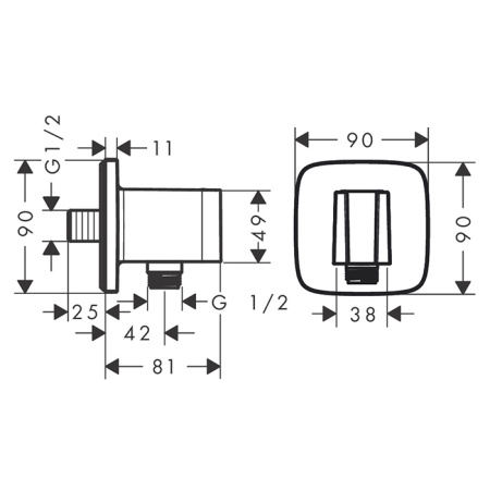 HANSGROHE FIXFIT Q Шланговое подсоединение с держателем ручного душа, цвет Шлифованная бронза 