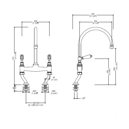 Devon Heritage Смеситель для кухни настенный, цвет никель блестящий 