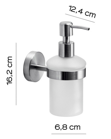 Gedy Project, настенный стеклянный дозатор с металлической помпой, цвет зачищенный хром 