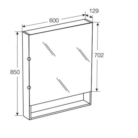 Roca THE GAP ORIGINAL Зеркальный шкаф 600x129x850 мм, с LED-светильником, розетка, вкл. от общего выключателя, белый глянец (ZRU9302885) 
