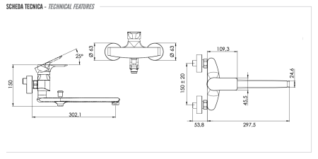 Смеситель для ванны Remer Infinity I46 