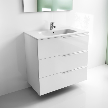 Roca VICTORIA NORD ICE EDITION Тумба подвесная 786x450x735 мм. для раковины 800 мм, c 3 ящиками, белый глянец (ZRU9302835) 