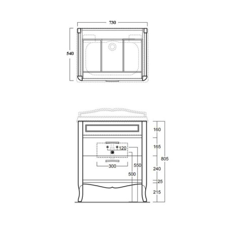 SIMAS Arcade 73, раковина  с бортиком 73*54, с 1 отв. под смеситель, цвет: белый 
