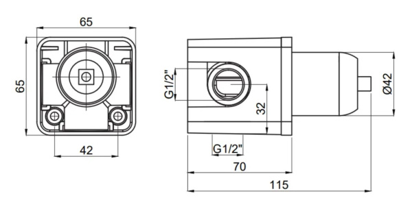 ADELL Смеситель встраиваемый для унитаза с биде хол/гор RONDO 