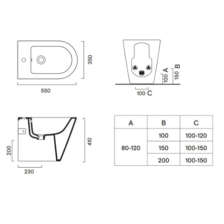 Catalano ZERO Биде напольное 55x35, с 1 отв. под смеситель, покрытие Cataglaze+, без крепежа, цвет белый глянцевый 