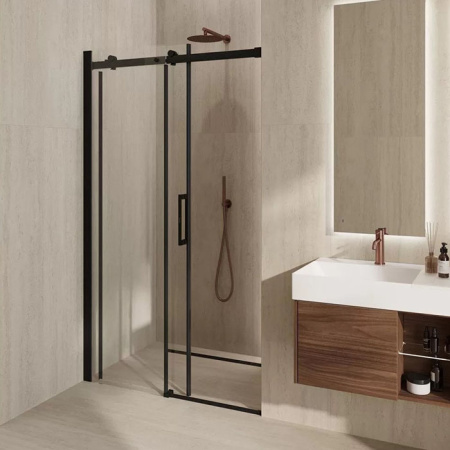 KERAMA MARAZZI Душевая дверь CRISTALLO, раздвижная с функцией soft close, 120х210, матовый черный 