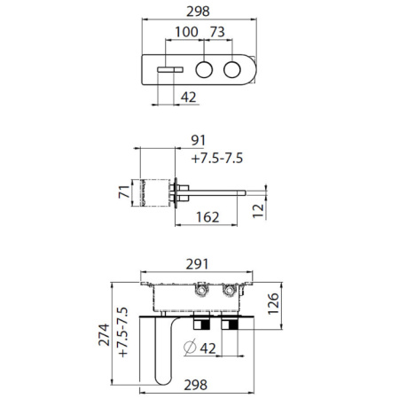 CARIMALI Встраиваемая часть для двухвентильного настенного смесителя для раковины 