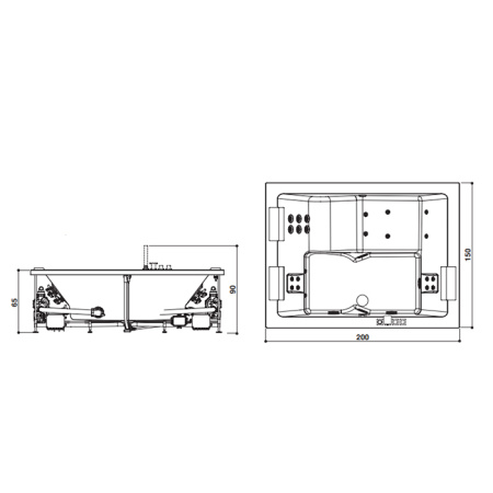 JACUZZI SHARP EXTRA Ванна 200х150х65h г/м , смеситель, Rainbow+ Clean System, декор кит,  цвет белый 