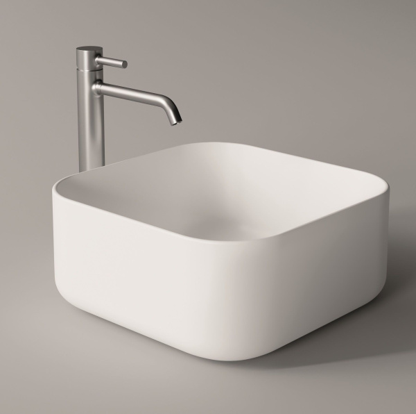 Alice Unica, накладная квадратная раковина 37х37х16,5h см, цвет белый глянцевый 