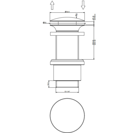 Gessi  Автоматический донный клапан “Stop&Go” для раковины без перелива, цвет Copper PVD 