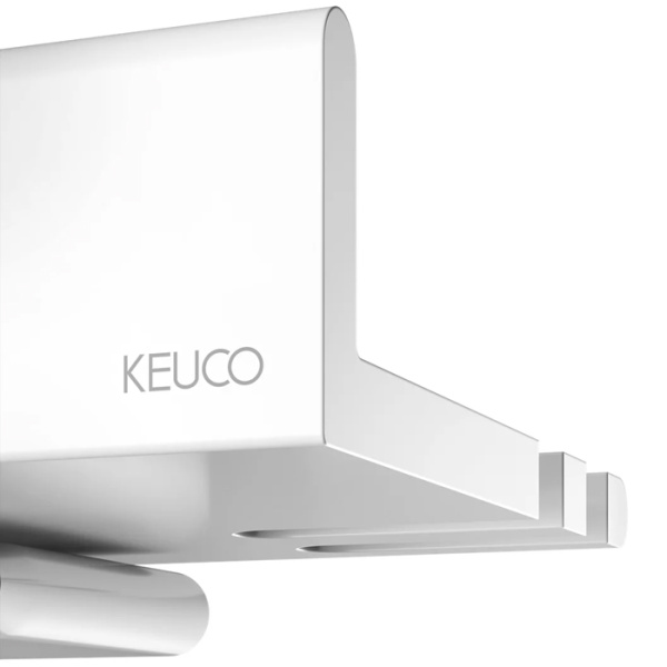 Keuco REVA Полочка для душа со стеклоочистителем, встроенный крючок, съемный, скрытый крепеж в к-те для привинчивания или приклеивания цвет: белый 