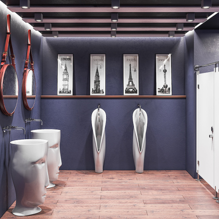 Kerasan Artwork Писсуар наполный "GROOVE", с креплением и сифоном, цвет белый 